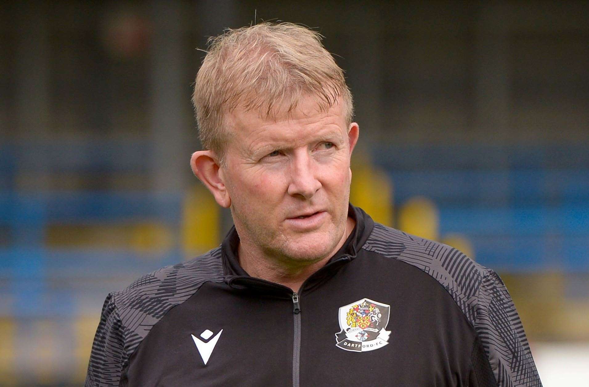 Dartford boss Ady Pennock - was proud of his players’ performance in their 3-1 FA Cup loss at Worthing. Picture: Stuart Watson