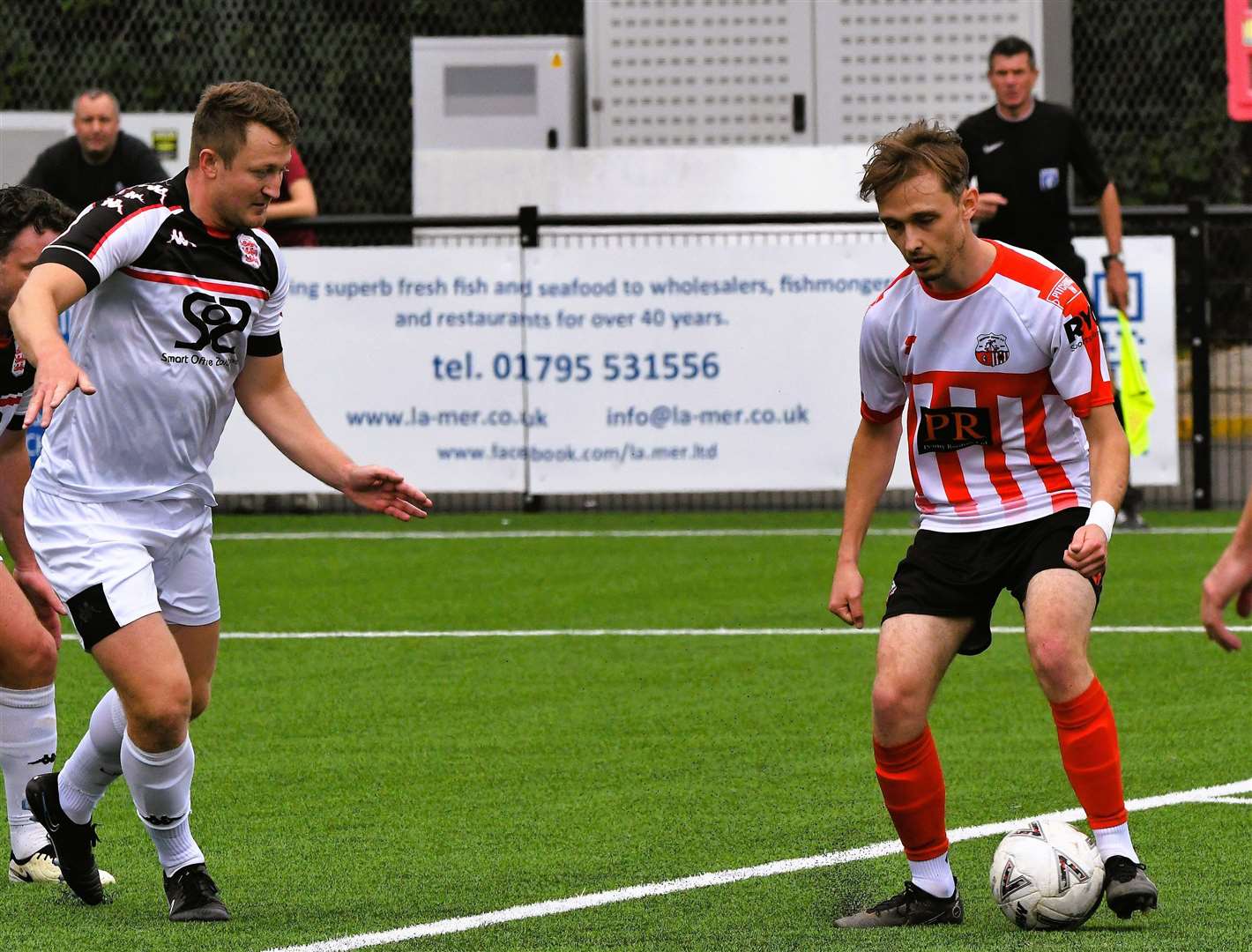 Faversham defender Callum Davies, pictured in pre-season action against Sheppey, is the club’s new captain. Picture: Marc Richards