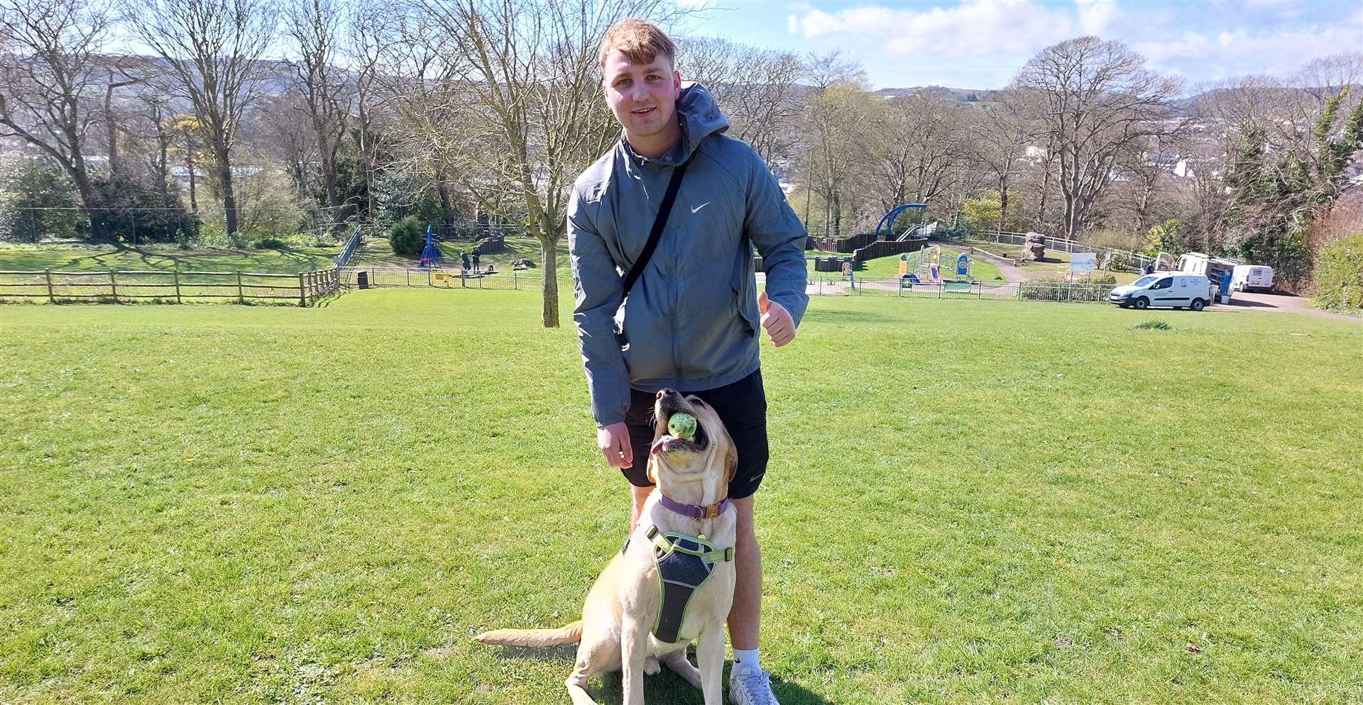 Dylan Carter walks labrador Bow in Connaught Park most days