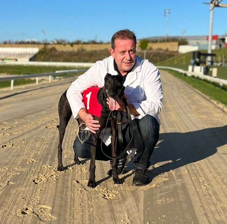 Asbo Lenny, with trainer Paul Donovan, is one of the home hopes for the Kent Plate which begins this weekend