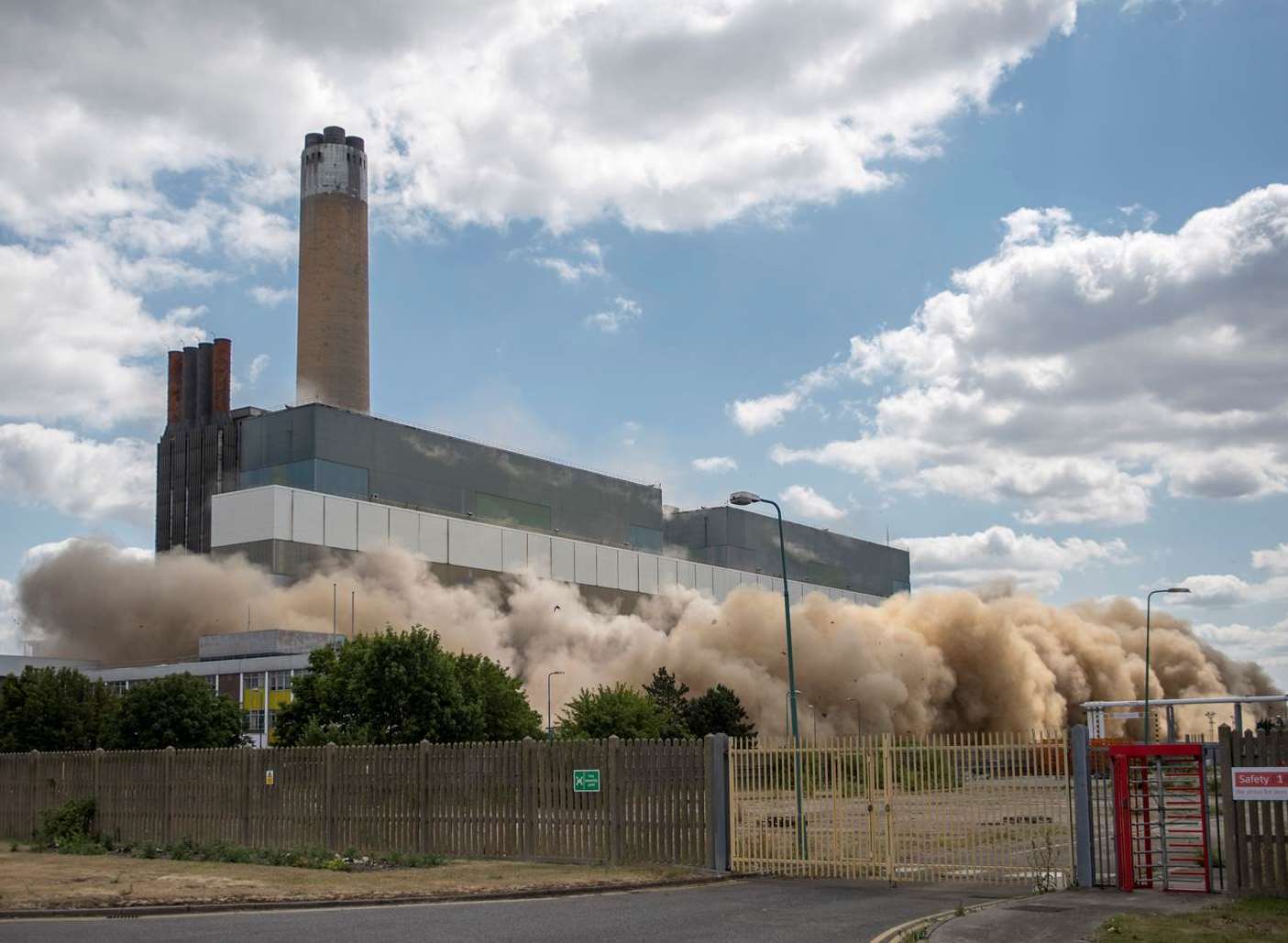 The turbine hall being blown up at Kingsnorth last year