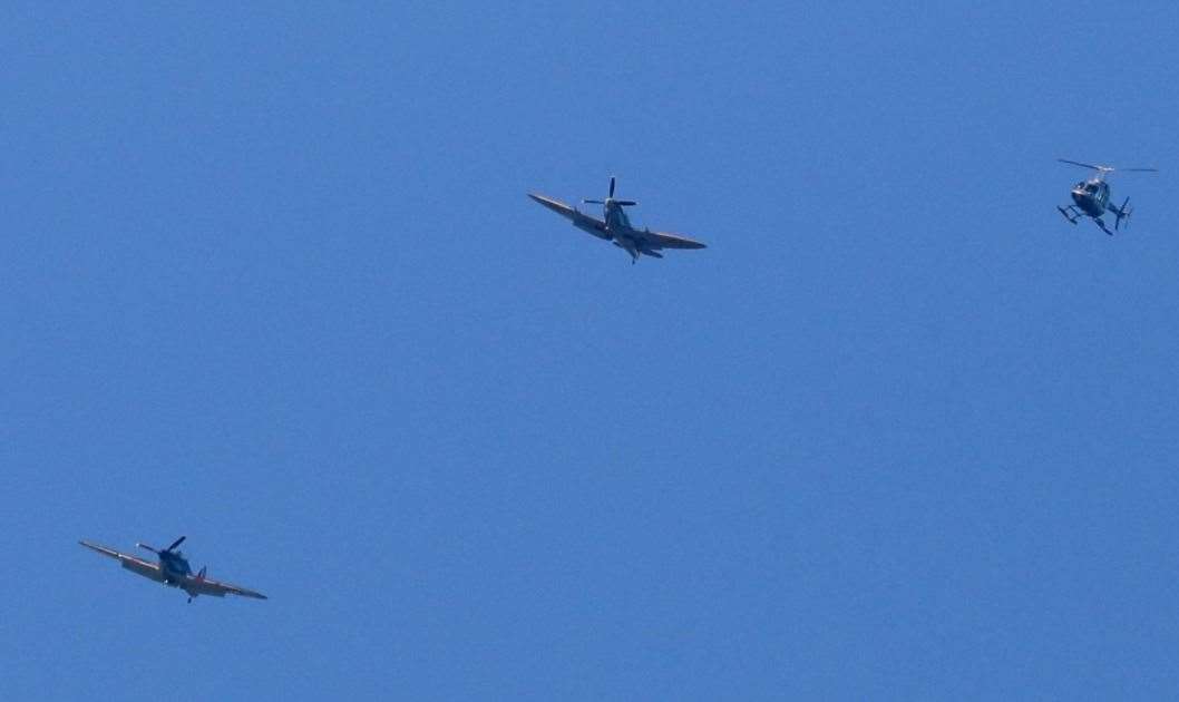 Rides in Spitfires are held most weekends, but it's rare for today's formation to happen. Picture: UKNIP