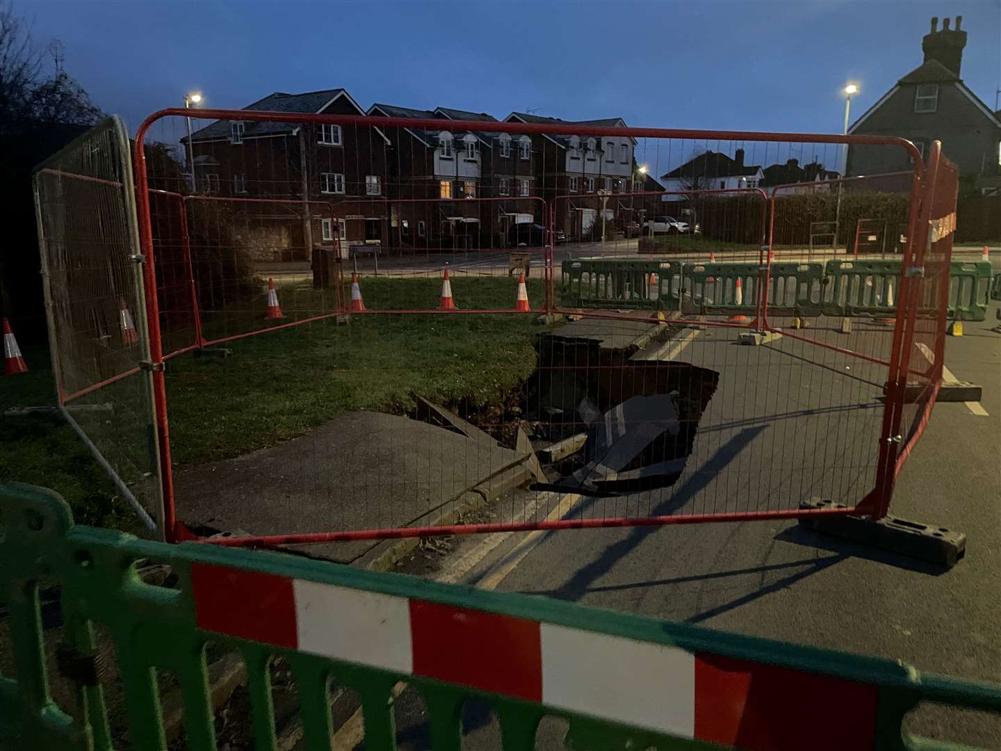 Fencing and barriers have been put around the hole