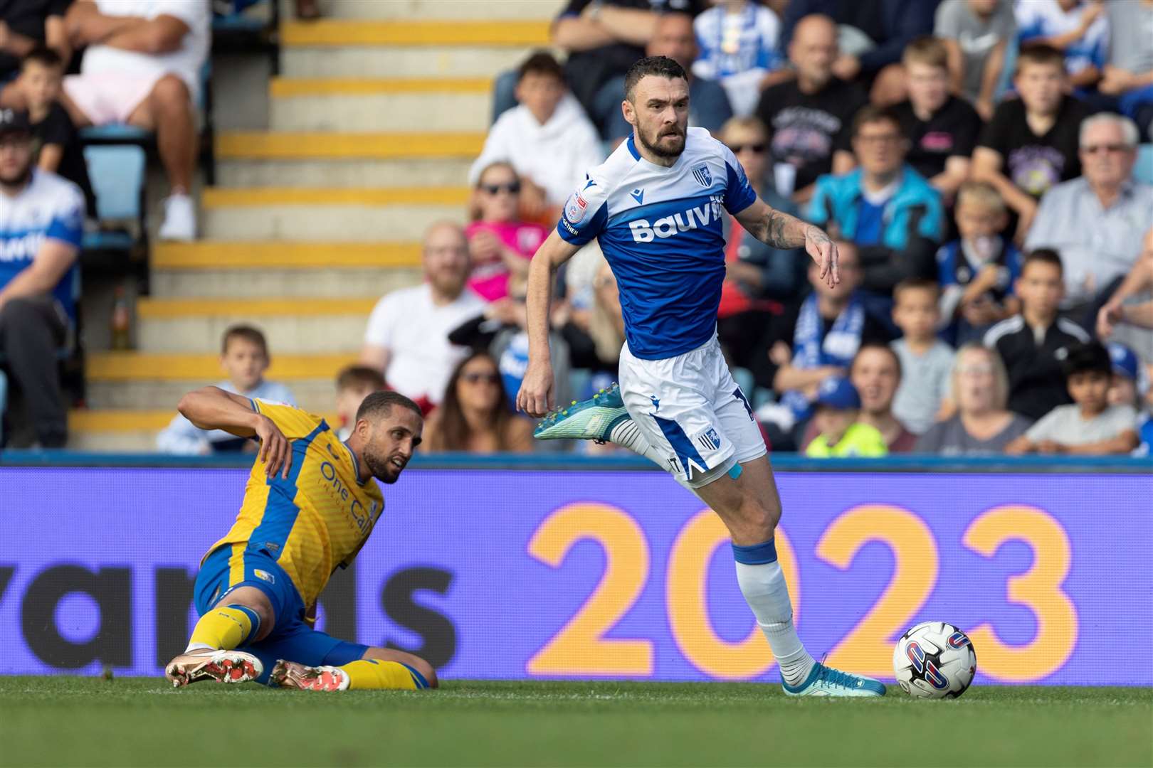 Scott Malone in action for Gillingham last weekend against Mansfield Town Picture: @Julian_KPI