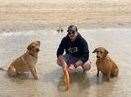 Connor Carey with Murphy, left, and Bramble. Picture: Connor Carey