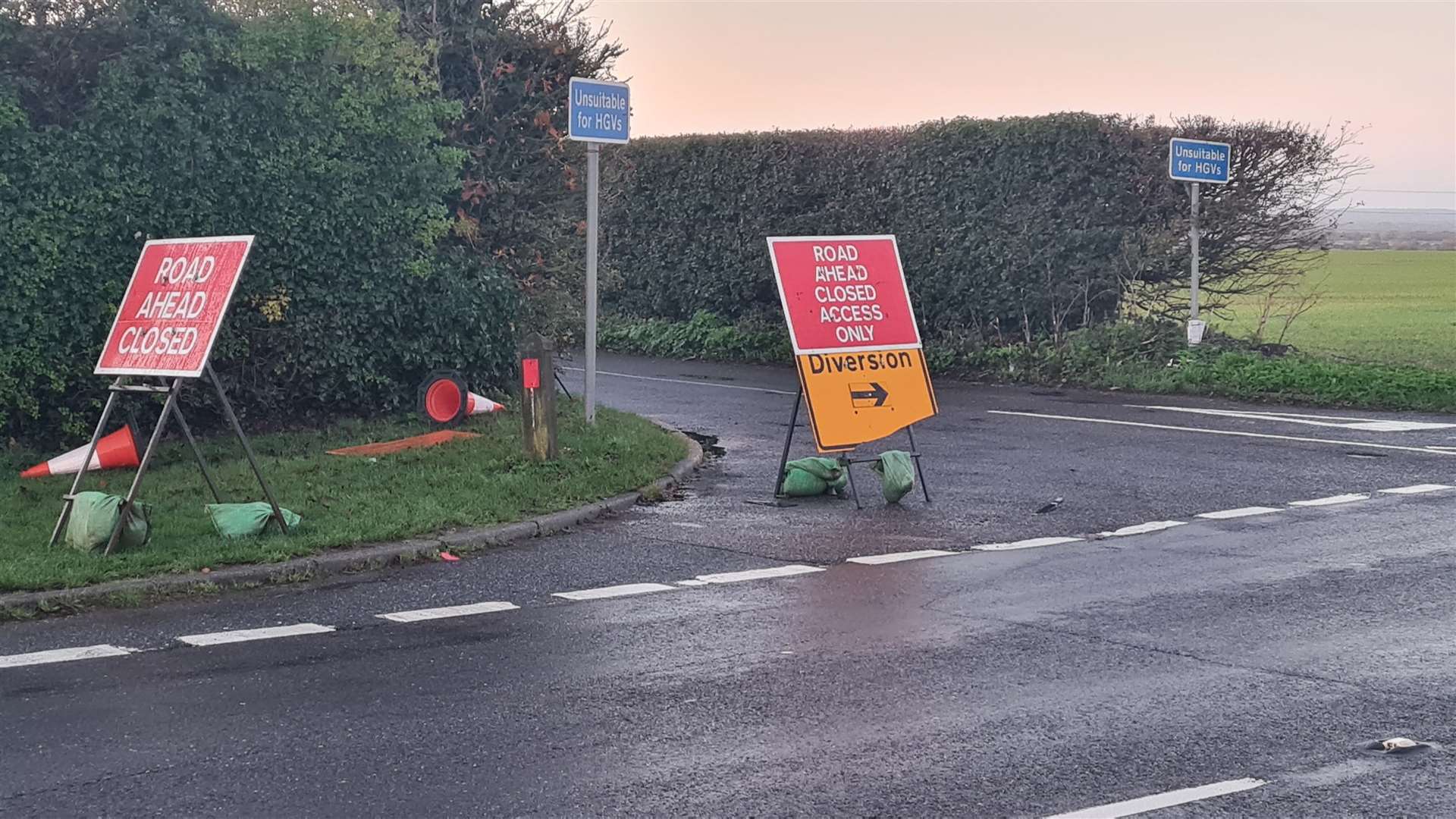 Gore Street leading to Preston and Wingham, has only just re-opened after weeks of being closed