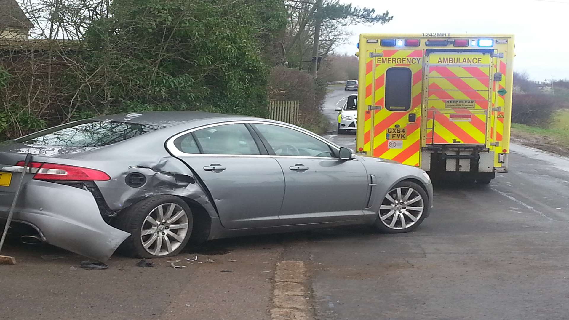 A jaguar was damaged in the crash