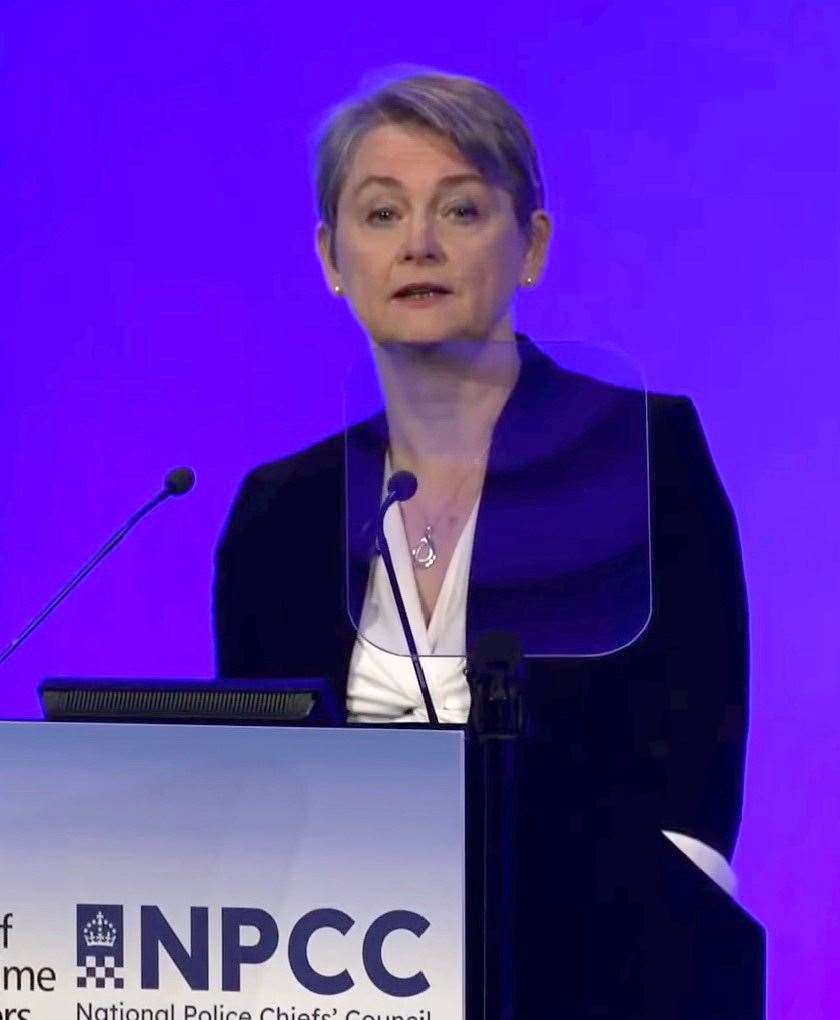 Home Secretary Yvette Cooper addressing the joint annual conference of the National Police Chiefs’ Council and Association of Police and Crime Commissioners (PA)