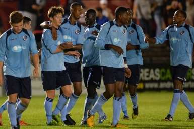 Dartford celebrate their second goal Picture: Keith Gillard