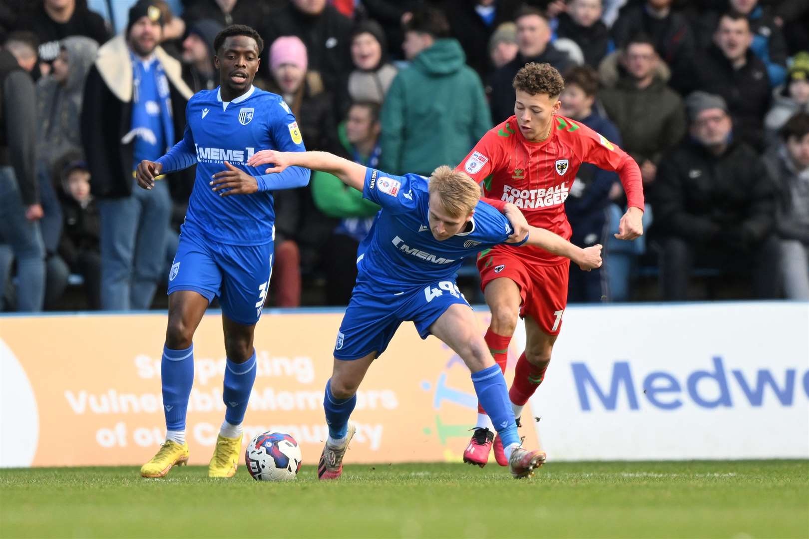 George Lapslie on the ball for Gillingham against Wimbledon Picture: Keith Gillard (62650553)