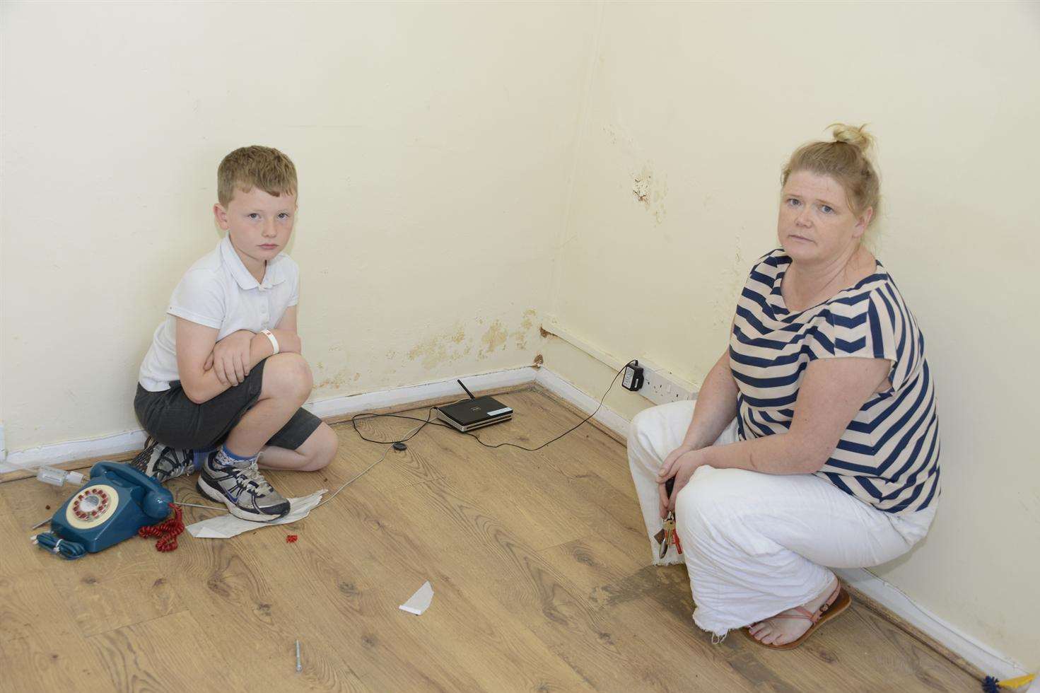 Amanda Joynson and son Isaac, 10, were left homeless after a flood