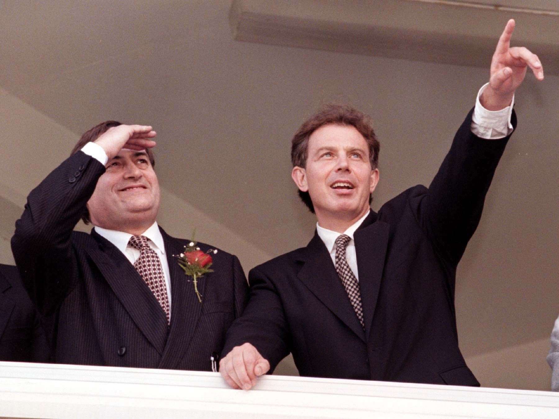 Labour leader Tony Blair with deputy leader John Prescott at Brighton races in 1995 (Neil Munns/PA)