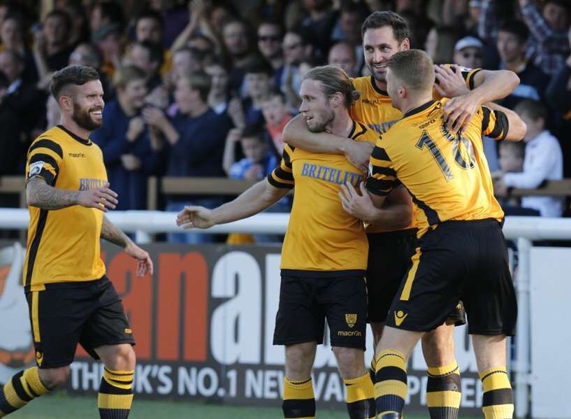 Matt Bodkin celebrates scoring Maidstone's fourth Picture: Matt Walker