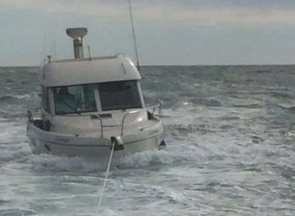 The casualty being towed by the lifeboat