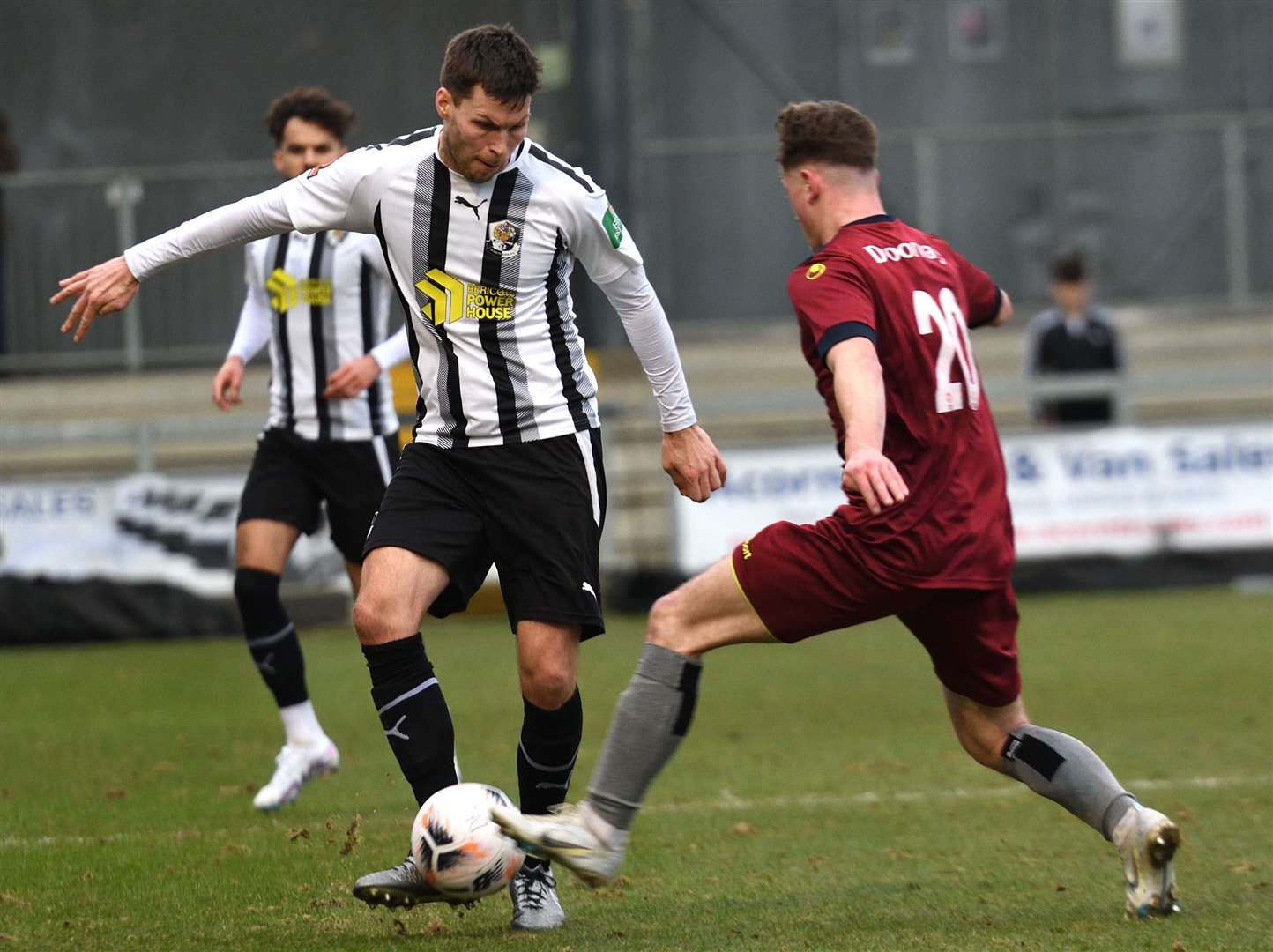 Charlie Sheringham on the ball for Dartford against Chippenham. Picture: Simon Hildrew