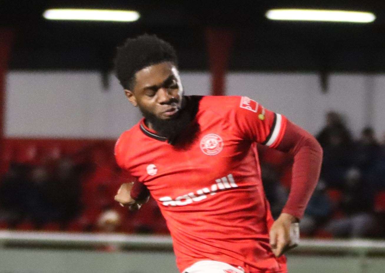 Kareem Isiaka scores - got the only goal in Chatham’s 1-0 victory at Ascot United in the Velocity Cup. Picture: max.ephotography@outlook.com