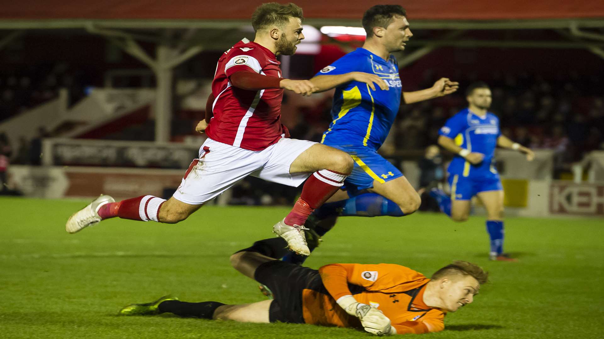 Matt Godden watches his shot hit the back of the net to make it 4-2 on Boxing Day Picture: Andy Payton