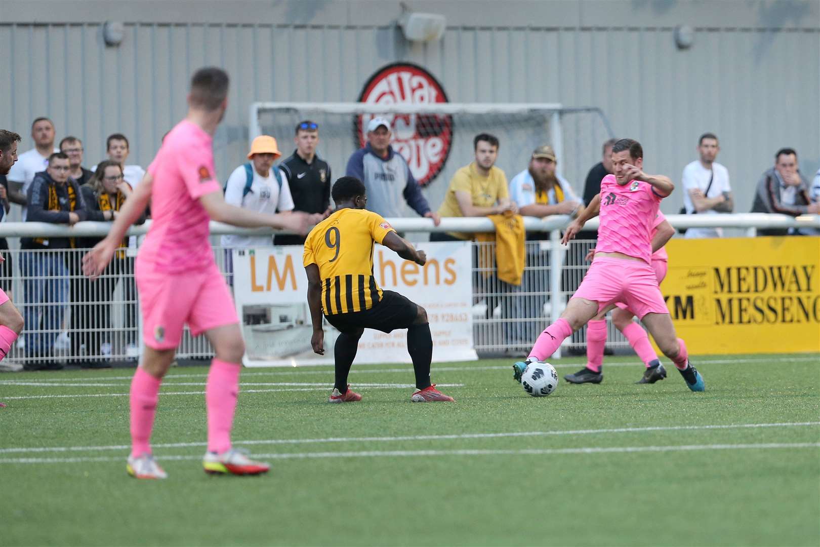 Dartford captain Tom Bonner in possession against Folkestone Picture: PSP Images