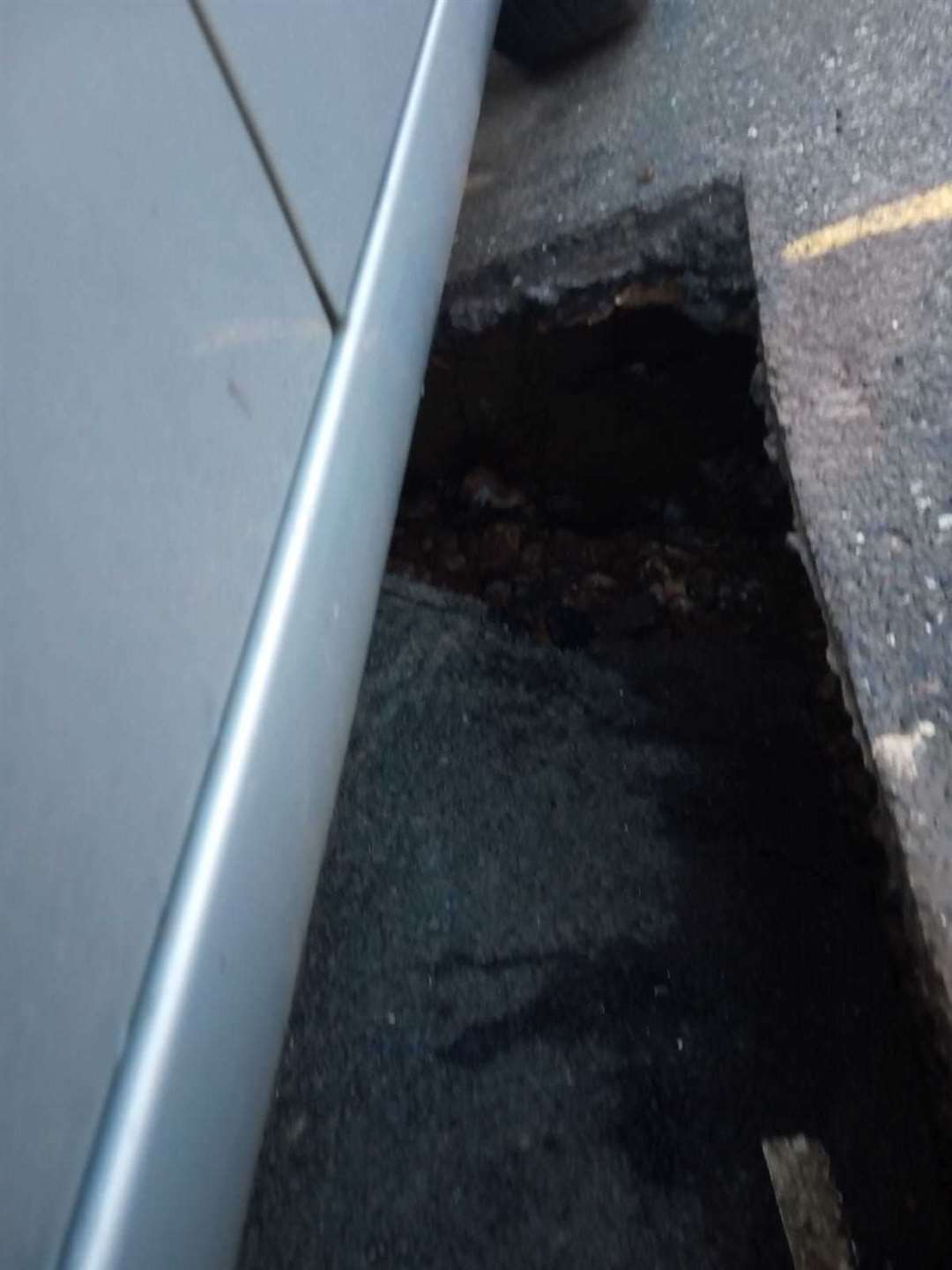 Sink-hole under Graham Buckley's car in Corporation Road, Gillingham. Pic: Graham Buckley (19690946)