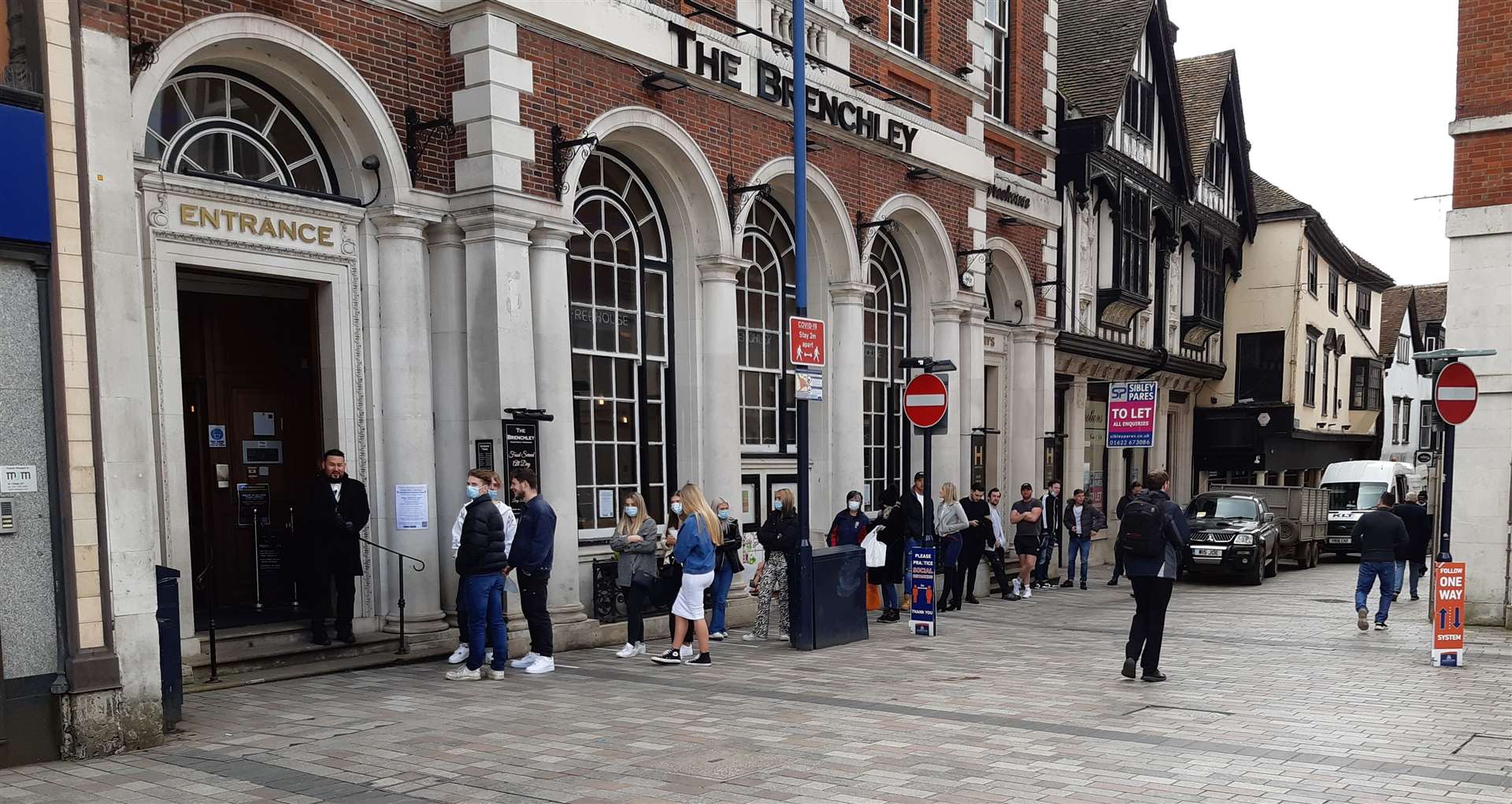 Queues outside The Brenchley in Maidstone as pubs reopened on Monday