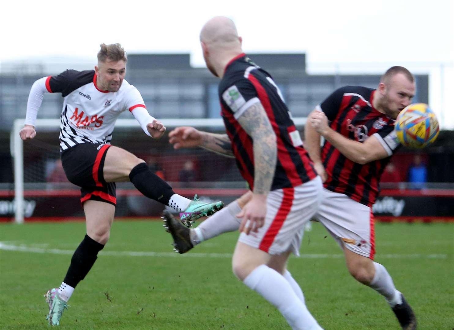 Tom Chapman's second-minute strike gives Deal the perfect platform during their weekend FA Vase shoot-out win after a 2-2 draw. Picture: Paul Willmott