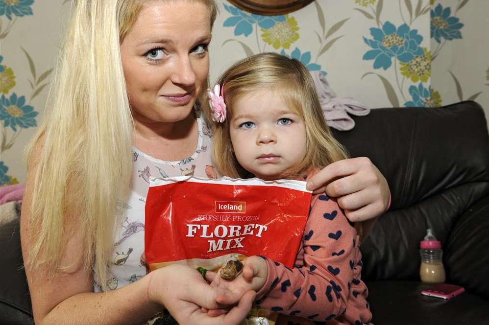 Two-year-old Daisy Simpson found a snail in her dinner