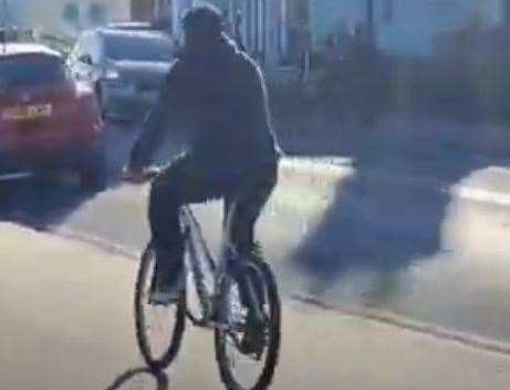 A cyclist on Deal seafront's shared space