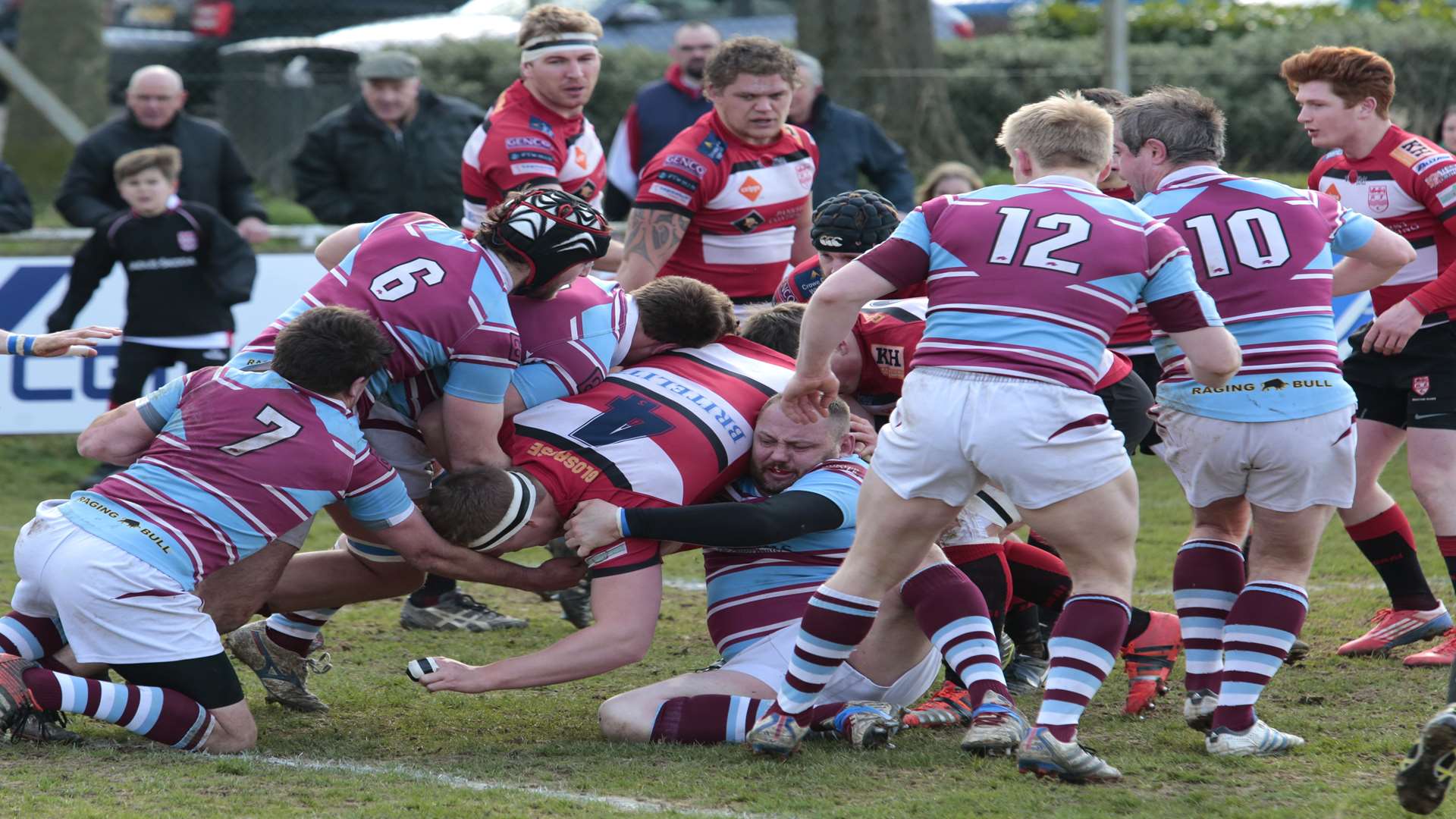 Matt Iles in the thick of things during Maidstone's Intermediate Cup victory over Chiswick Picture: Martin Apps