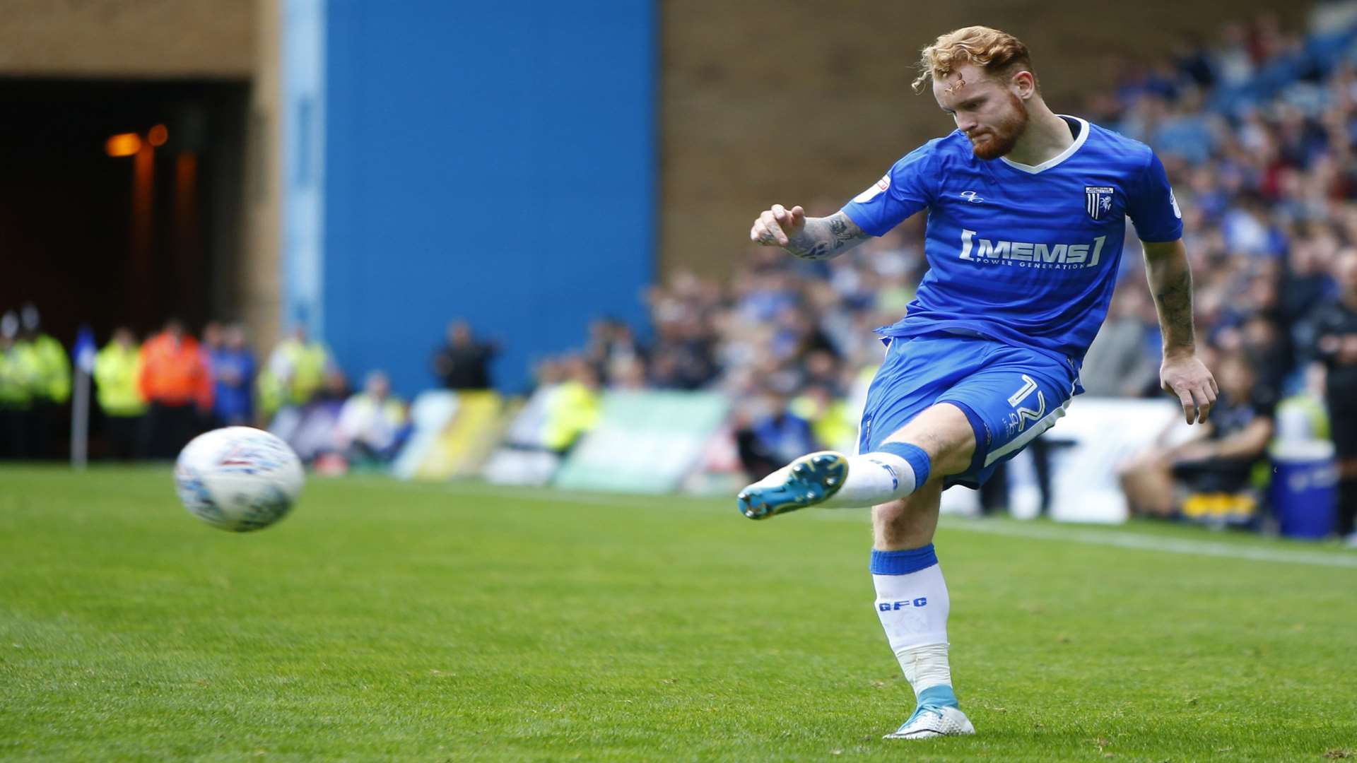 Connor Ogilvie delivers a cross Picture: Andy Jones