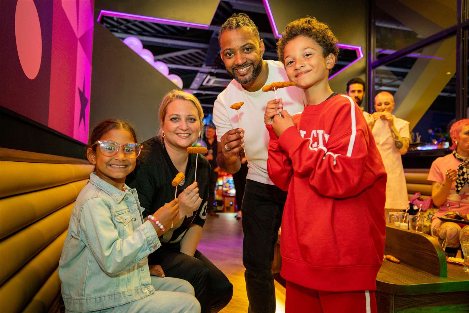 JB was seen on a family day out with his wife Chloe and children Ace and Chiara. Picture: Hollywood Bowl