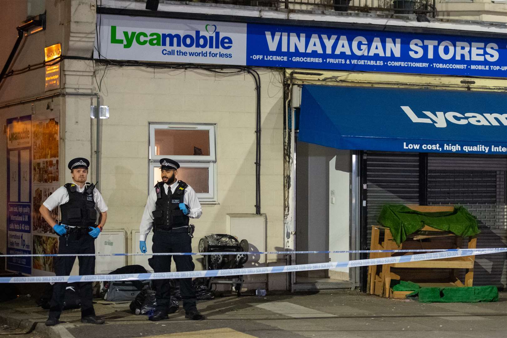 Police attend the scene in Aldborough Road North (Dominic Lipinski/PA)