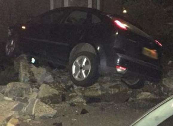 The car smashed through a wall. Pic: Cheryl Manser