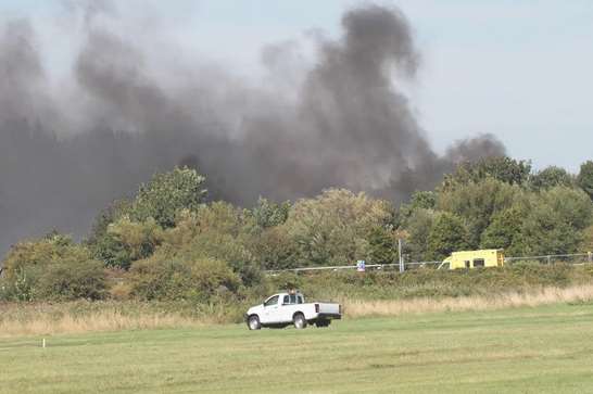 An ambulance heads towards the scene of the disaster in Shoreham