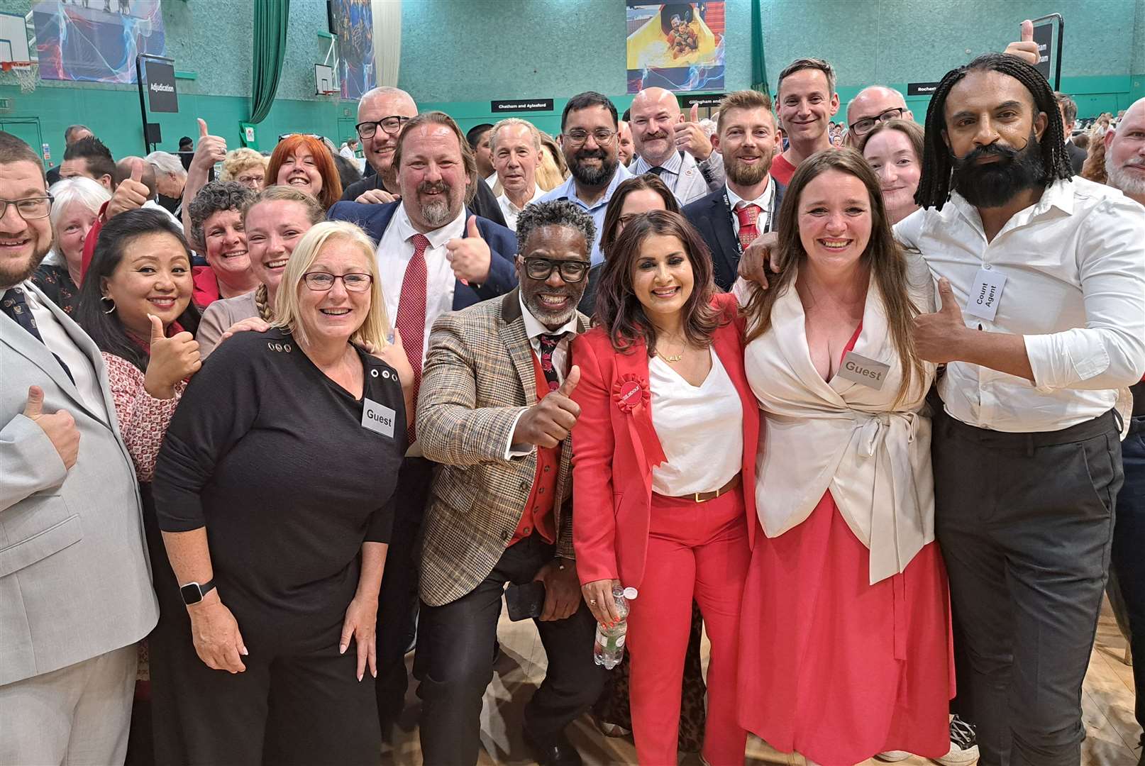 Labour celebrating their victory in Gillingham and Rainham