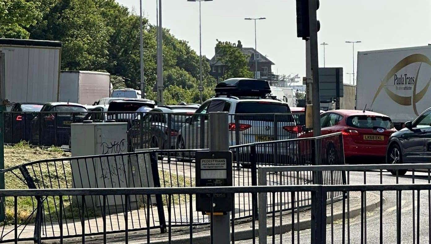 Gridlock in Dover in 2023 amid delays at the port. Picture: David Joseph Wright