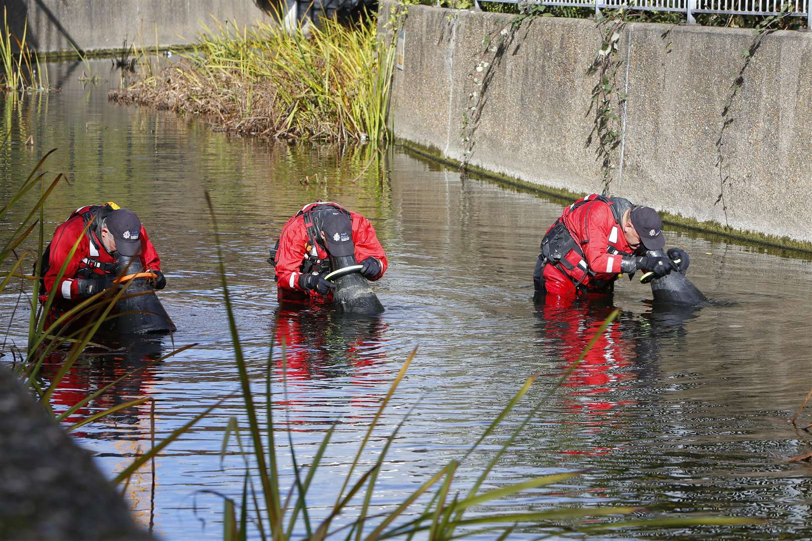 Kent Police Search & Marine Unit search the River Darent at the weekend, picture Sarah Jones