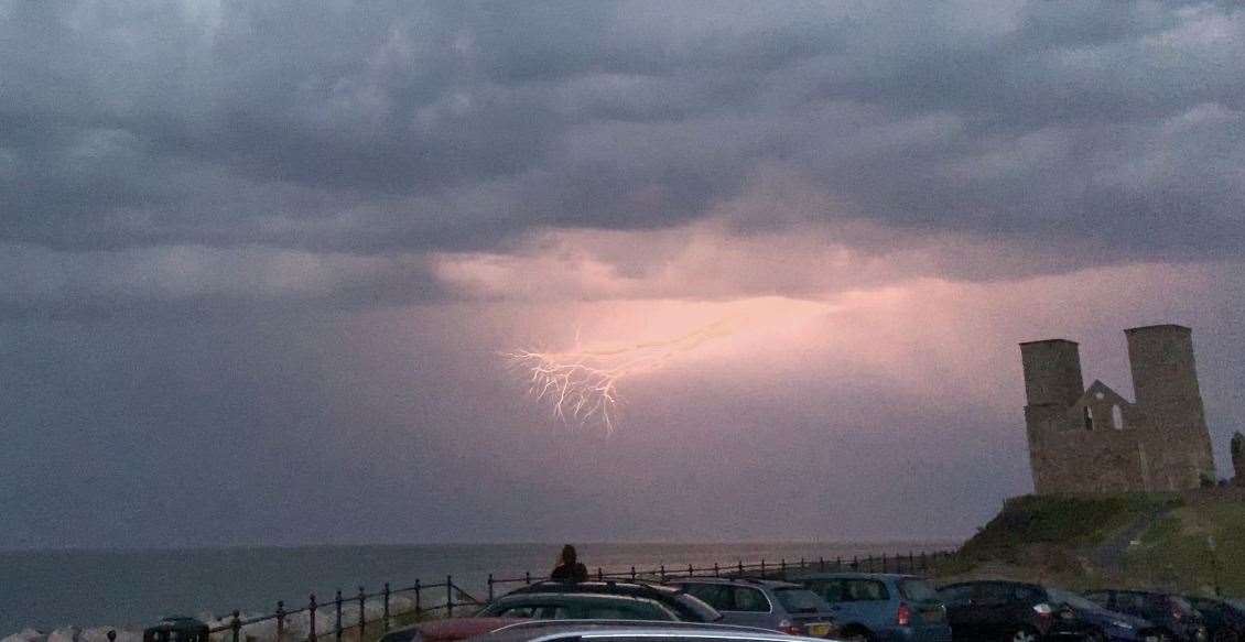 The storm over Reculver last night. Picture: Chloe Allcorn-Austen