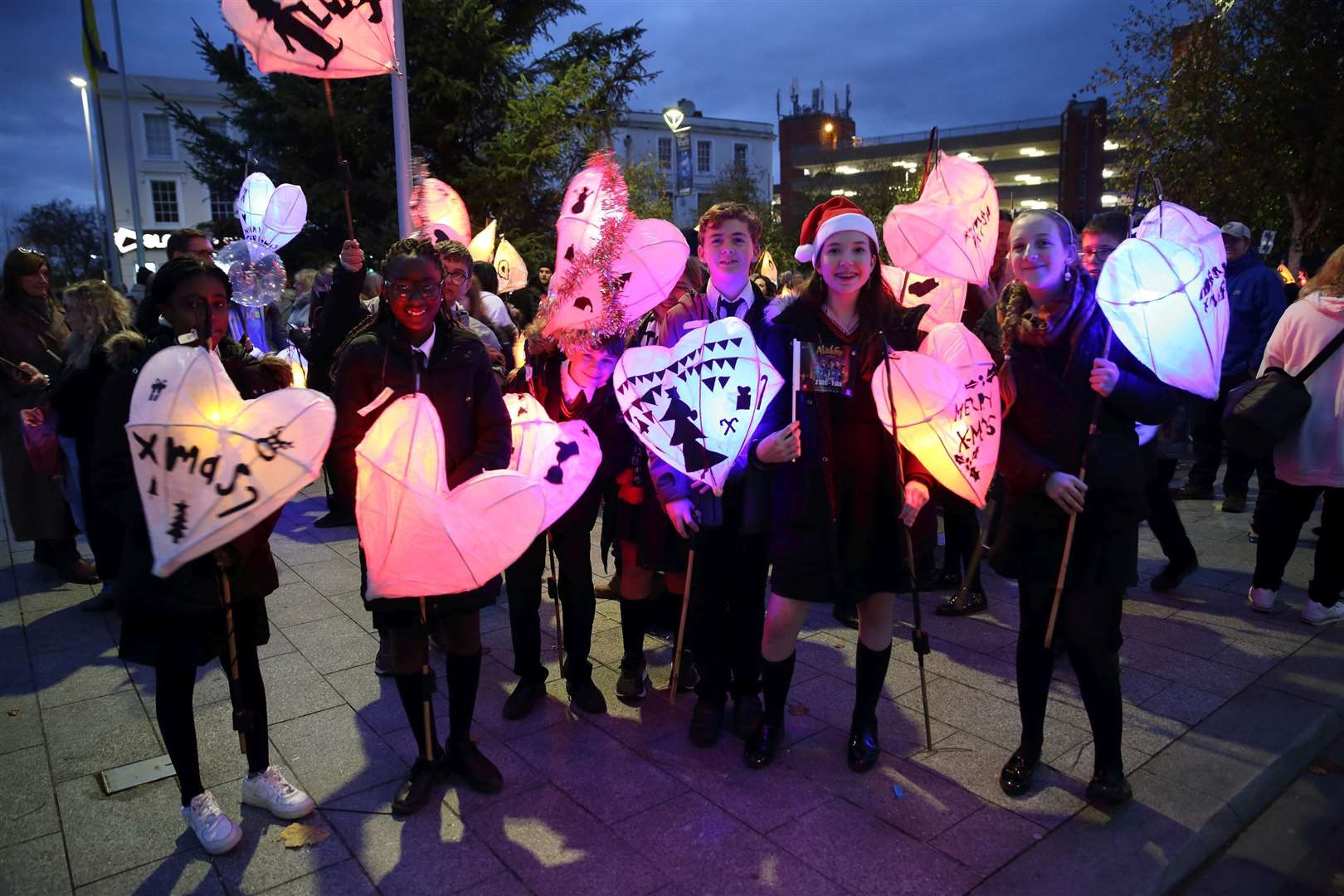 The parade finished with the Christmas lights being turned on in Community Square