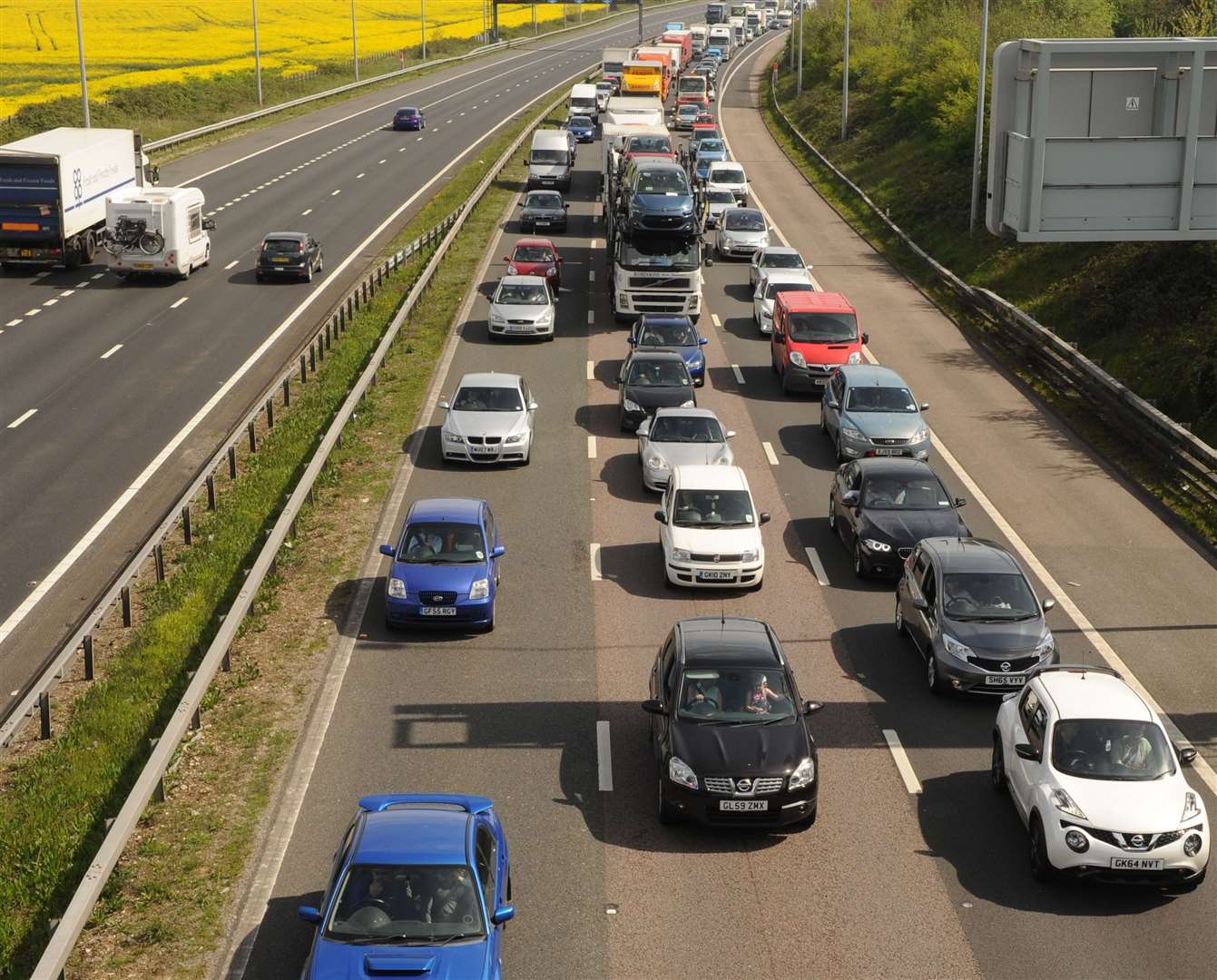 There were huge delays on the M2 and the A2 at the weekend