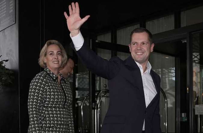 Robert Jenrick and his wife Michal Berkner arriving in Birmingham. Picture: Stefan Rousseau/PA