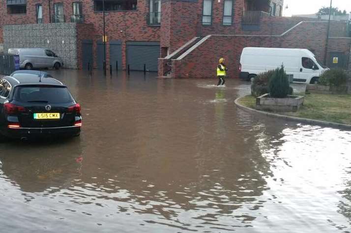 The car park at the back of flats in Townhall Square, which also overlooks Crayford High Street