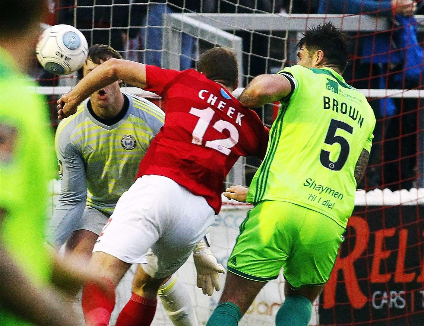 FC Halifax were furious this Michael Cheek goal was allowed to stand Picture: Sean Aidan