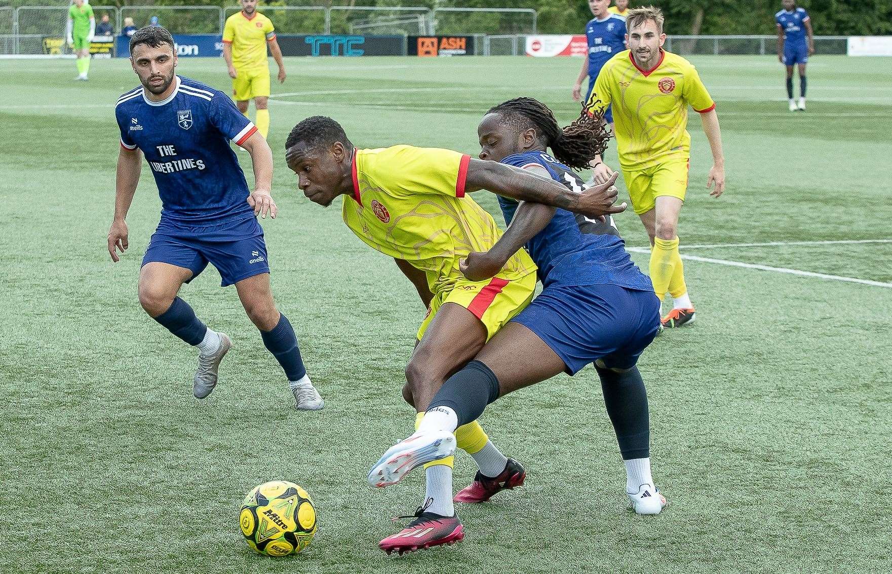 Action between hosts Margate and Whitstable Town. Picture: Les Biggs