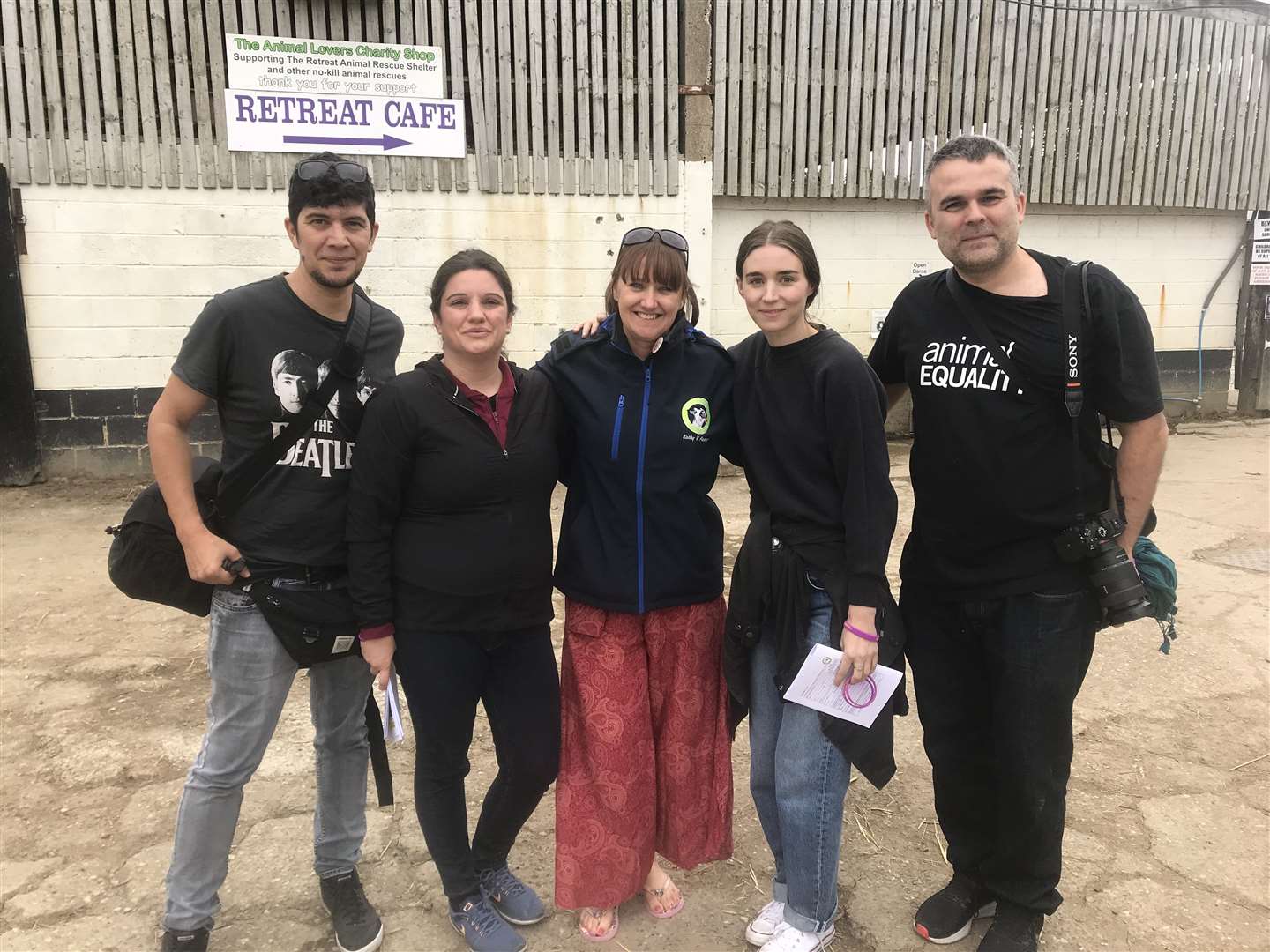 Rooney Mara (second right) picture with her team and The Retreat staff