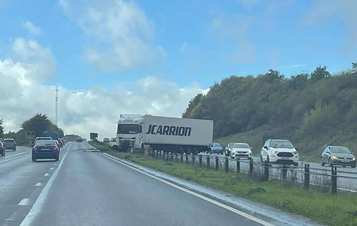 A lorry crash is causing delays on the A249 near Bobbing. Picture: Sue Metcalfe