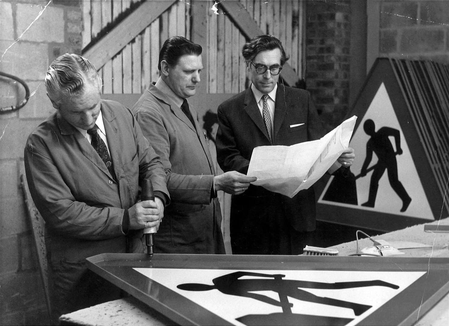 Making road signs at the RBLI village in the 1960s