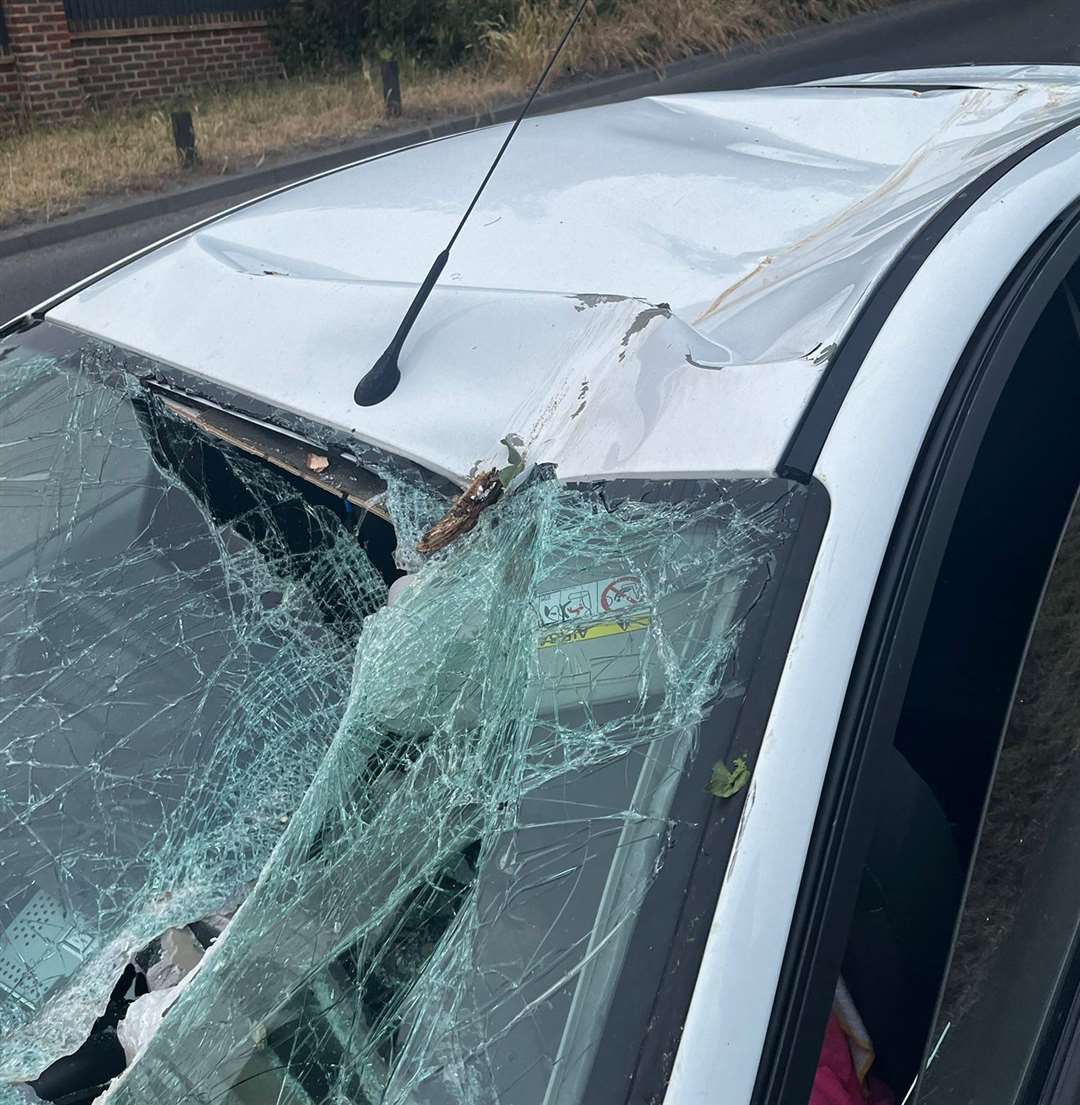 A tree smashed into Jack's car on Darenth Hill in Dartford