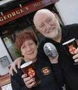 John Brice, chairman of Safer Medway Partnership with wife Diane outside their pub