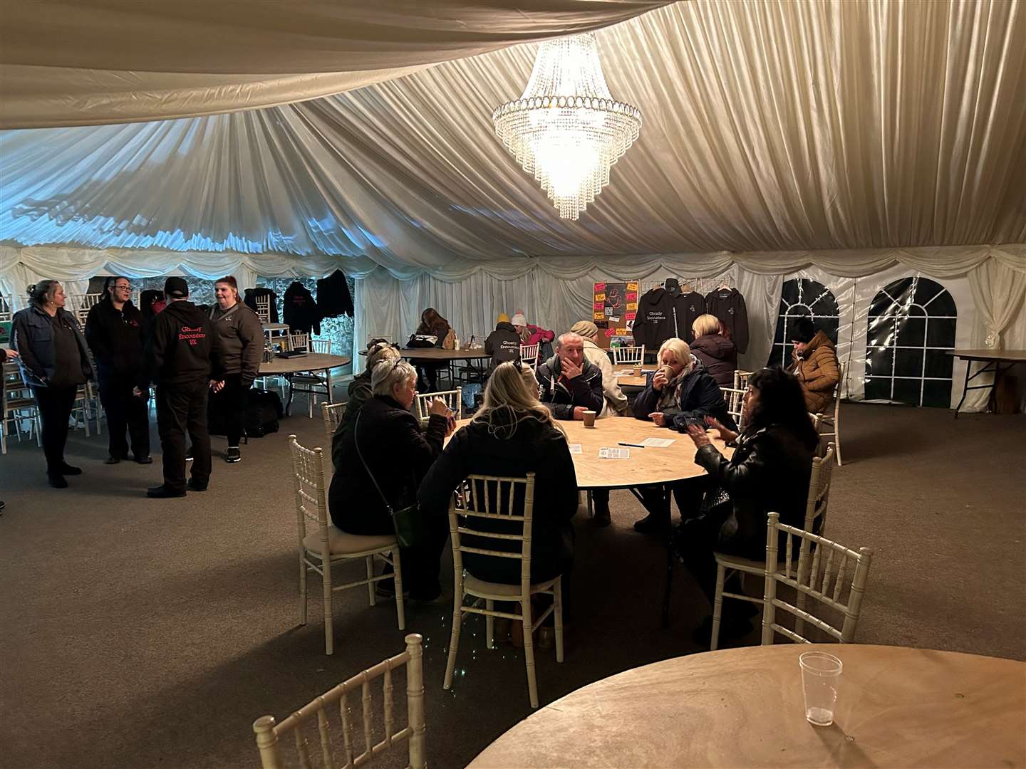 Guests gathered in the gazebo