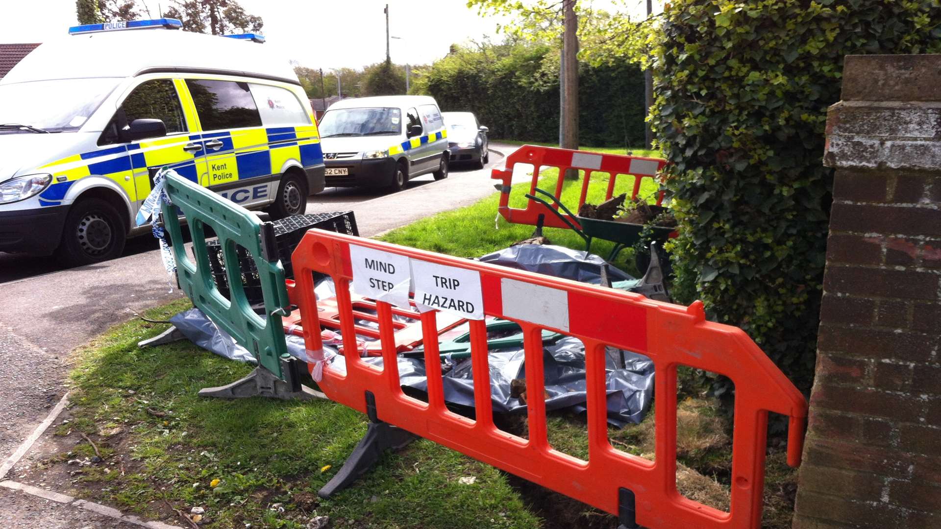 Police have taped off scene where human bones were found